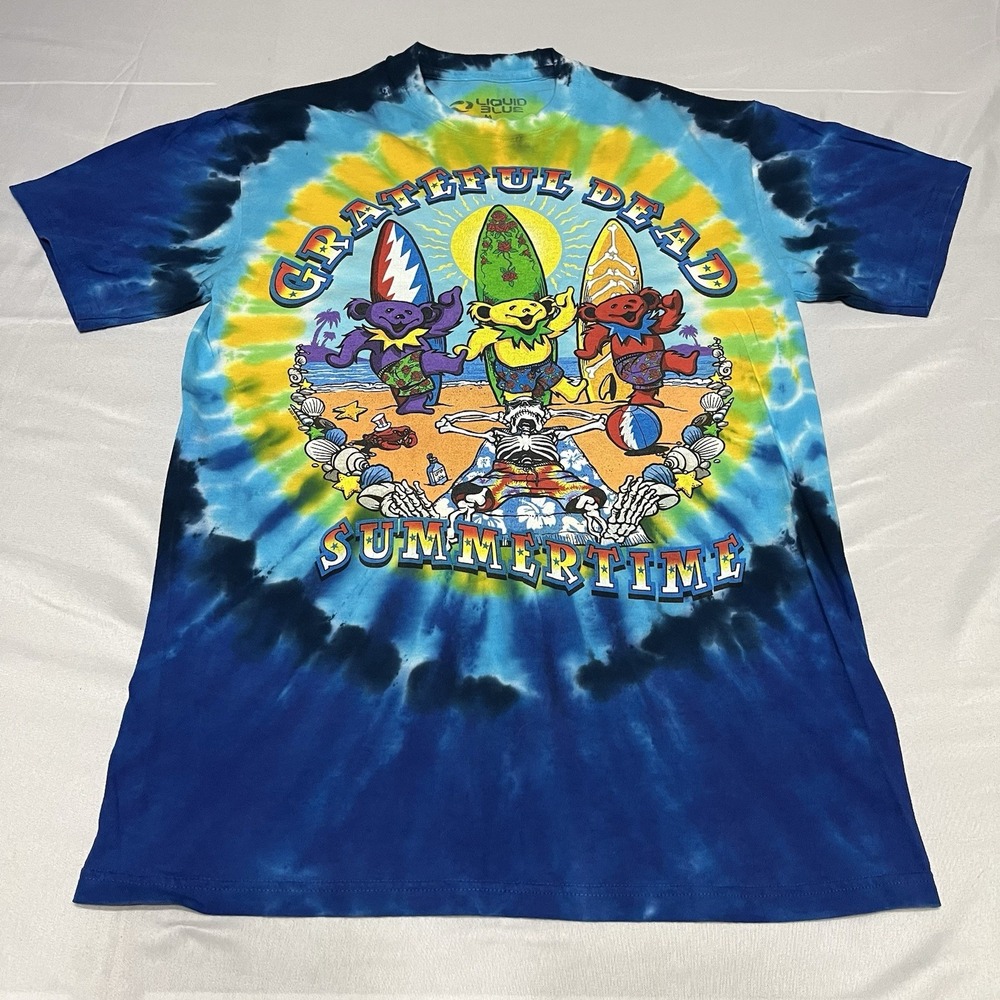 Liquid Blue Grateful Dead T-Shirt Adult M Tie Dye Summertime Short Sleeve Surf